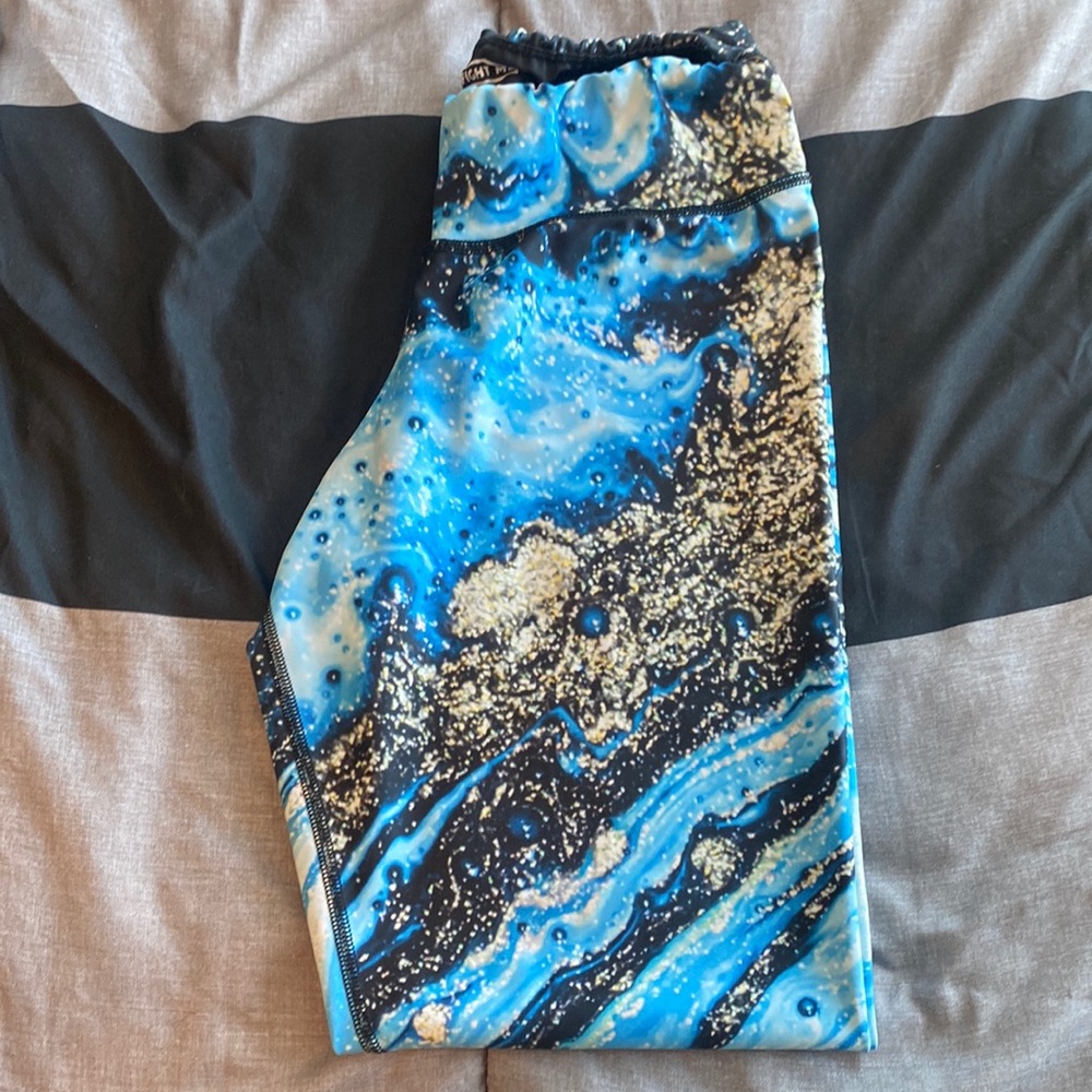 Blue galaxy feed me fight me leggings